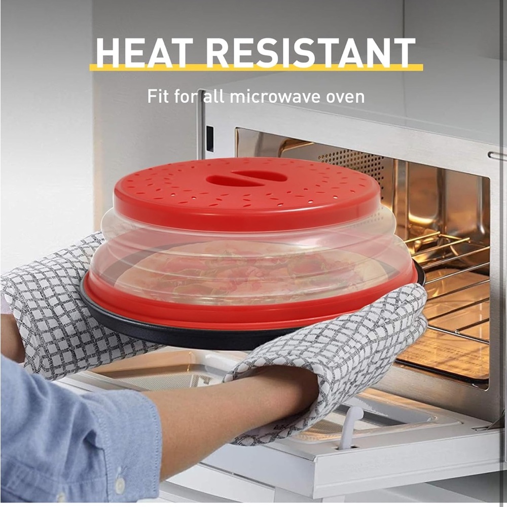 New Heat Resistant Splatter Cover Microwave Cover BPA free - Red